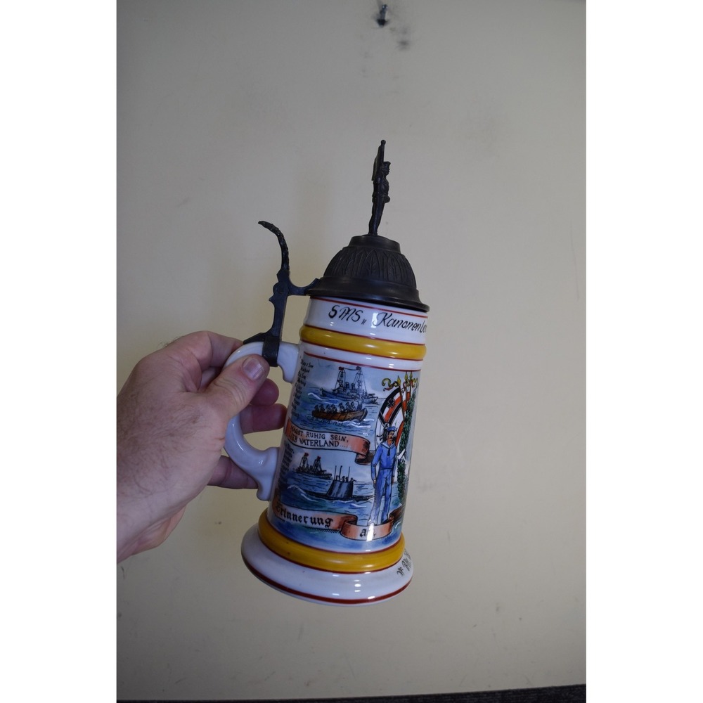 Regimental Beer Stein German Navy SMS Kanonenboot (Emden) 1907-1910 Mr. Bartels